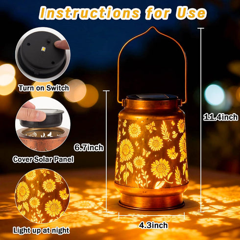 1PCS ANYTALK Sunflower Solar Lantern Lights, Outdoor Lanterns Garden Decor, Hanging Solar Lantern for Backyard Porch
