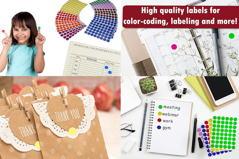 Royal Green Color Coding Labels - 5/8 Diameter Round Label Stickers in 24 Colors, 1152 Pack