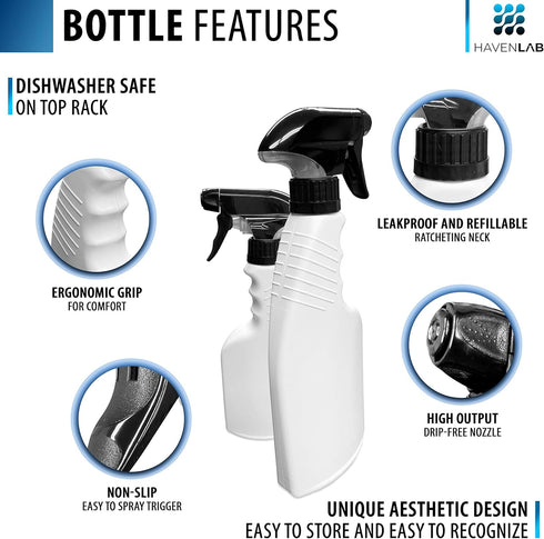 16oz 4 Pack Reusable Plastic Spray Bottle Sprayer for Bleach, Auto Detailing, Water Plants, Grilling, Haircuts