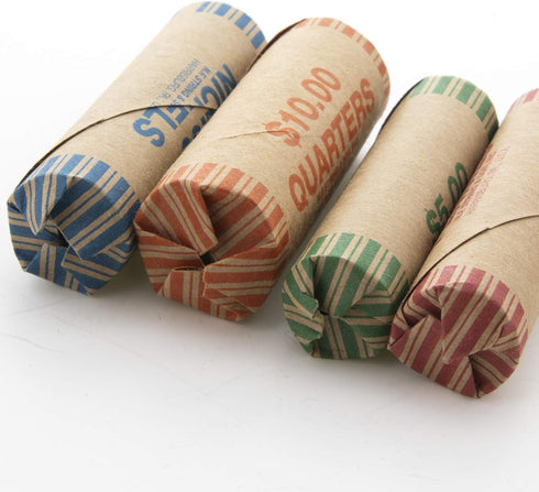BAZIC Coin Wrappers Rolls, Assorted Quarter Dime Nickel Penny, Made in USA, Durable Preformed Paper Tubes (36/Pack)