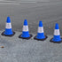 4 Pack 12 Inch (4, 12 Inch) Blue PVC Traffic Cones Black Base, Sport Training Cones for Soccer Drills, Outdoor Play