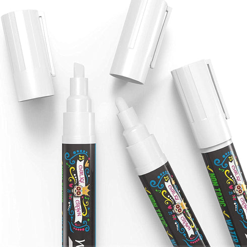 CHALKY CROWN Liquid Chalk Marker Pen, White Dry Erase Marker for Chalkboard Signs, Windows, 10 Pack