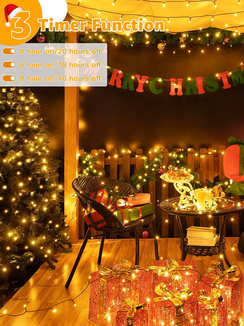 500 164 8 Dimmable, BrightChristmas LED FT Christmas Lights, Waterproof Outdoor String Lights with Remote and Timer