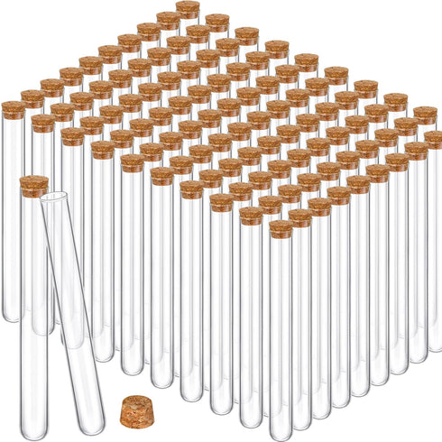 Thyle 100PCS Glass Test Tubes with Cork, Clear Stoppers, Round Bottom for Lab Test, Candy Storage, Party Favors