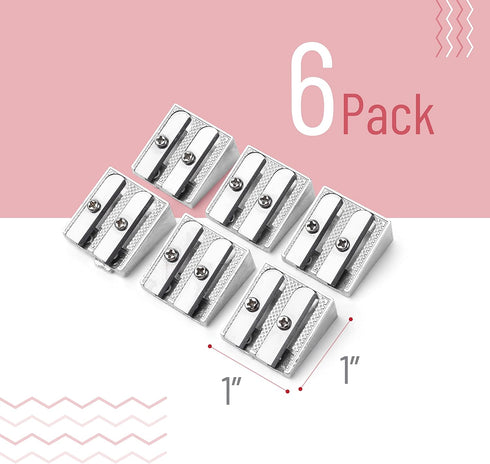 Mr. Pen Handheld Metal Pencil Sharpener with 2 Holes, Pack of 6, Back to School Supplies