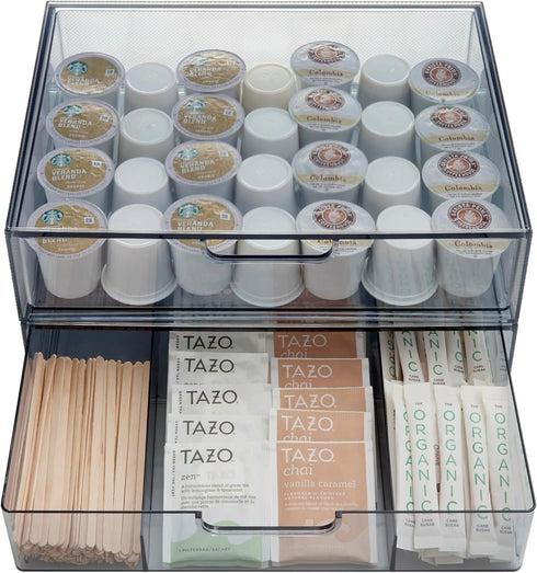 STORi STAX Plastic Stackable Organizer Drawers (Set of 2), Classic Grey, for Office Desk Accessories & Paper