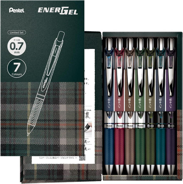 Pentel BL77-L7 EnerGel Gel Ink Ballpoint Pen, Limited Edition, 0.7mm, 7 Colors Set