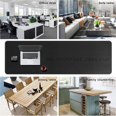 CENNBIE Large Leather Desk Mat, 63" x 19.6" Blotter Protector - Waterproof PU Leather Non-Slip Mouse Pad for Office and