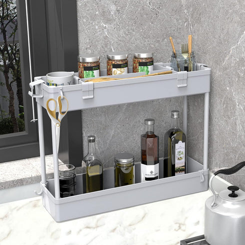 SPACELEAD 3 Tier Slim Rolling Storage Cart - Mobile Utility Organizer Trolley for Bathroom, Office, Kitchen, Grey