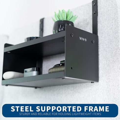 VIVO Single or Dual-Tier Hanging Shelf System, Black 12 or 24 inch Shelves for Home and Office Storage Display