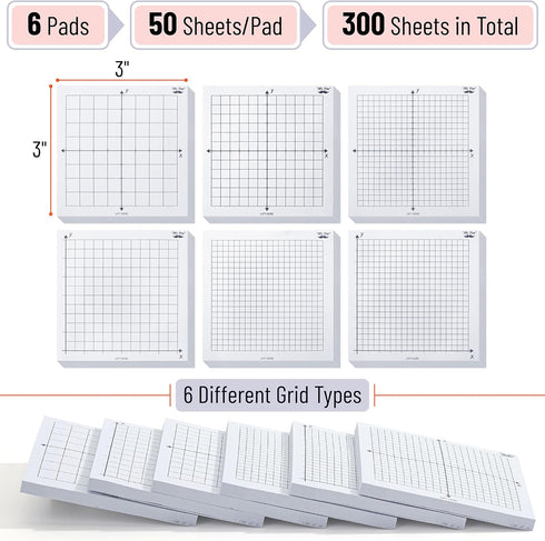 Mr. Pen- Graph Paper Sticky Notes, 6 Pads, 3x3 Inch, Graph Sticky Notes, Math Graph Paper, Graphing Sticky Notes, Grid Sticky Notes, Grid Notepad, Mini Graph Paper by Mr. Pen
