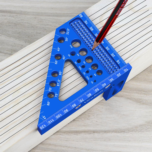 Aluminum Carpenter Square with 3D Multi-Angle Layout Measuring Ruler for Woodworking, Compact Tool