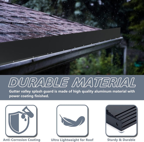 4 Pack Aluminum Gutter Valley Splash Guards, Rainwater Roofing Gutter Guard for Flat Roofs