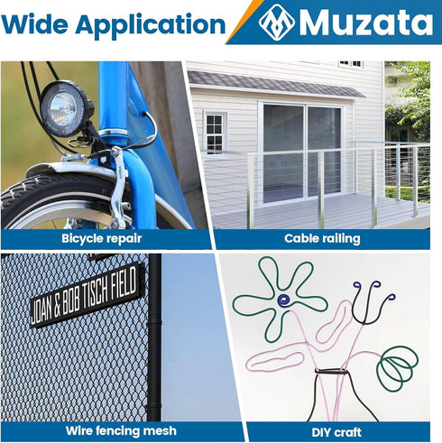 Upgraded Muzata Wire Cutters Heavy Duty Cable Cutters for Steel Wire Rope Up to 5/32" Stainless Steel Deck Railing