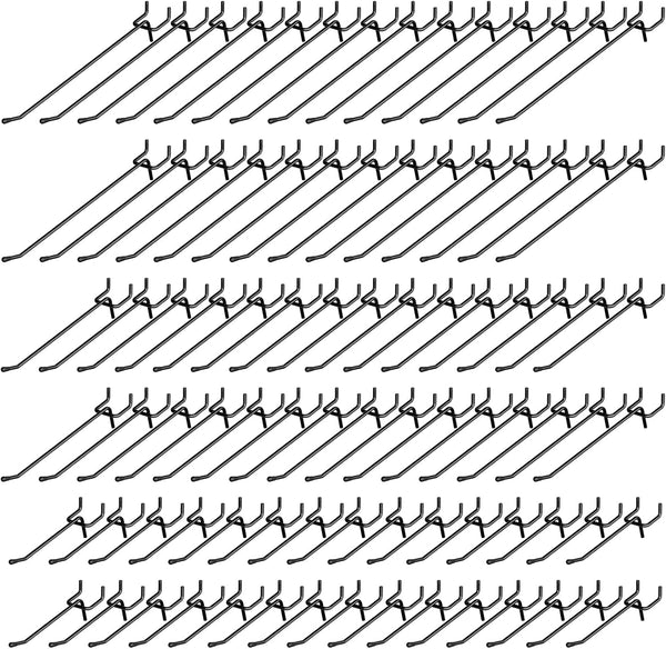 INCLY 120 Pack Black Pegboard Hooks, 4/6/8 Inch Accessories for 1/8“ and 1/4" Pegboard Hanging Tools