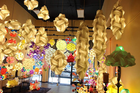 Lightingsky 15 L-12 inch) DIY IQ Jigsaw Puzzle Lamp Shade Ceiling Pendant Lampshade Kit with Feet Hanging Cord (White
