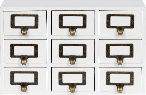 Kate and Laurel Apothecary Wood Desk Drawer Set, 9 Drawers, Rustic White