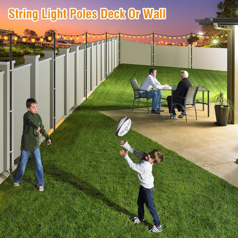 AILBTON 2 Pack 10Ft String Light Poles,Light Poles for Outside String Lights,Outdoor Light Poles with Fork,Metal Pole