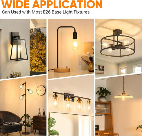 WIHTU LED Filament Light Bulbs, Bright Vintage 6W LED Edison Bulbs, 60W Equivalent, ST58 2700K Warm Light, E26 Standard