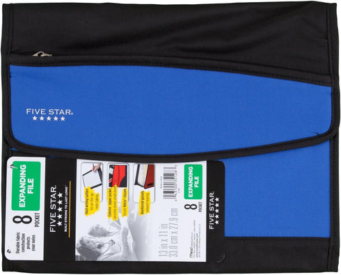 Five Star 8-Pocket Expanding File Folder, Expandable, Cobalt Blue (73922)