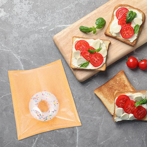 100pcs 18x19cm Packaging Abaodam Kraft Paper Bread Bags Grease Resistant Bakery Bags for Sandwiches Cookies Pastry