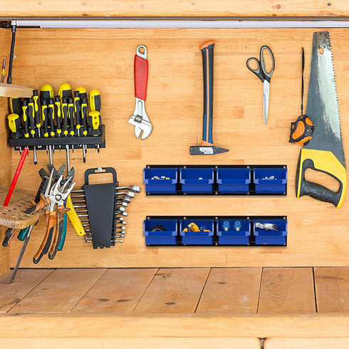 8 Bins&2 UNITEDPOWER wall mounted garage storage bin, Parts Rack, Plastic Hanging Stackable Storage Bin, Hardware Tool