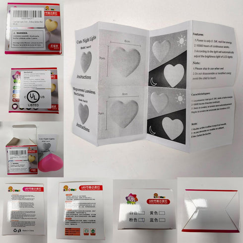 Cute Night Lights, Heart Shape Nursery Nightlight with Light Sensors, Auto Dusk to Dawn Sensor, Soft Warm White, Ideal
