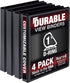 Samsill 1 Inch Durable D Ring Binder, Made in the USA, Customizable Clear View Cover, Black, 4 Pack, Holds 225 Pages
