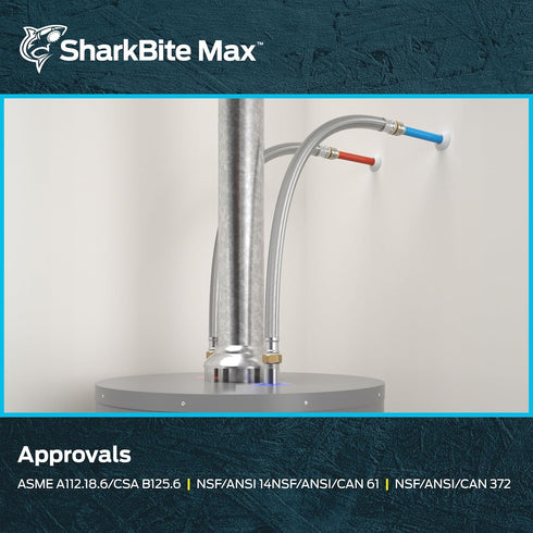 SharkBite Max 3/4 Inch x 3/4 Inch FIP x 24 Inch Stainless Steel Braided Flexible Water Heater Connector, Push to Connect