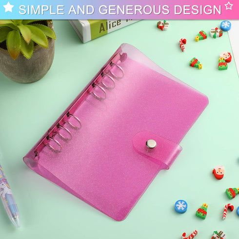 Outus 3 Pieces Clear A6 Binders - Colorful Soft PVC 6-Ring Binder Cover for Office (Rainbow, Blue, Pink)