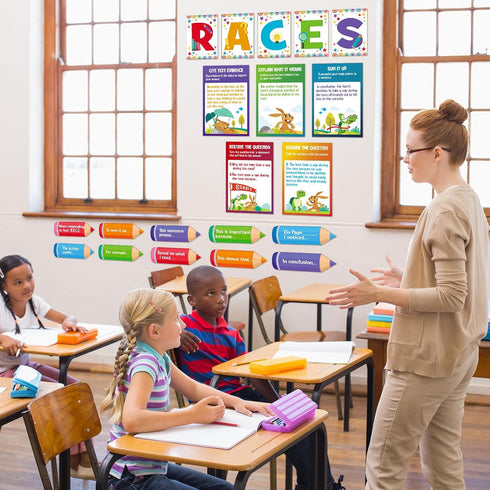 Outus 36 Pcs Writing Strategy Bulletin Board Poster Set with Alphabet Cutouts and Sentence Starters for Classroom Decor