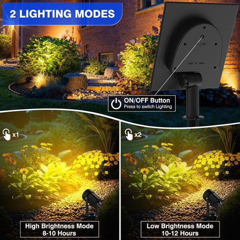 2W 9.8ft IP65 2-IN-1 T-SUNUS Christmas Solar Landscape Spotlights Warm White, Garden Spot Lights Outdoor Cable