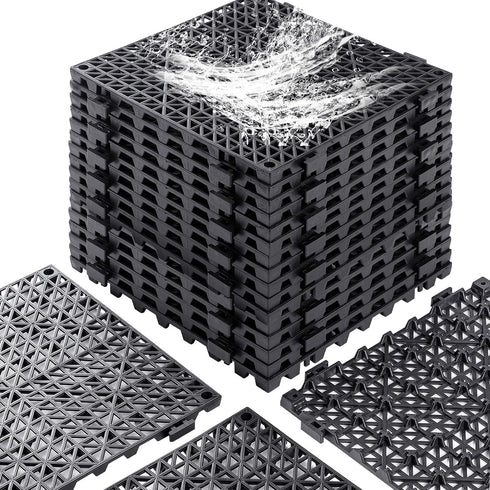 EVANCENT 12 x 12 Drainage Interlocking Floor Tiles, 12 Pack Non-Slip Pool Deck