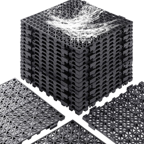 EVANCENT 12 x 12 Drainage Interlocking Floor Tiles, 12 Pack Non-Slip Pool Deck