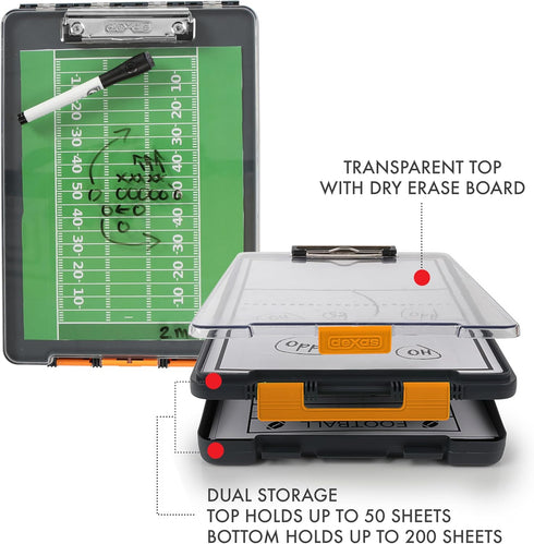 Dexas Clearview Clipcase Dry Erase Clipboard, 13.75 x 9.5 Inch, Orange