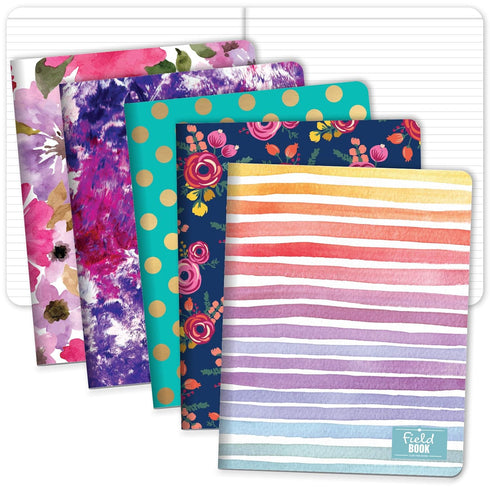 Elan Publishing Assorted Pattern Field Memo Notebooks, 8x10 in, Lined Notepads for Nurses, Teachers, 5 Pack, Easy to
