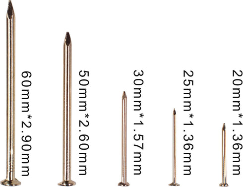 OMOTOOL Hardware Nail Assortment Kit, 510pcs Brass Plated Nails for Hanging Pictures and Woodworking
