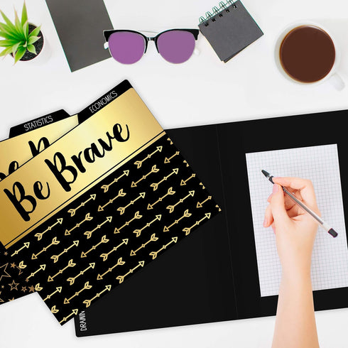Carson Dellosa 8.5" x 11" Black & Gold Decorative File Folders, Letter Size, Inspirational Quotes for Desk Organization
