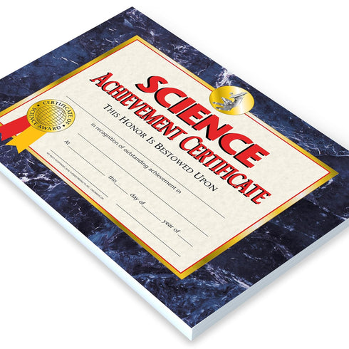 HAYES SCHOOL PUBLISHING VA571 Science Achievement Certificate, 8-1/2" x 11", Pack of 30