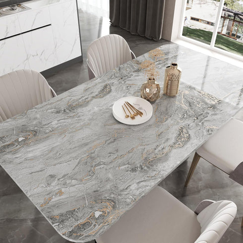 Grey Gold Marble Contact Paper for Countertops, 17.71"x120" Glossy Peel and Stick Wallpaper for Kitchen