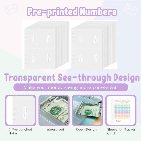 Axolotl 100 Envelopes Money Saving Challenge Binder, A5 Budget Challenges with Cash Envelopes for 100 Days (Matt Purple)