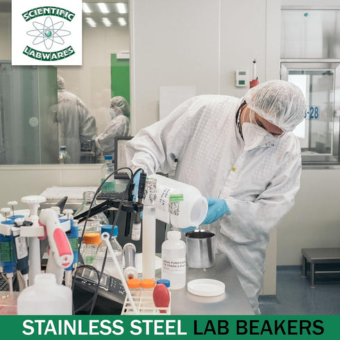 Low-Form Stainless Steel Beaker with Rim - 500ml Industrial-Grade Chemistry Lab Equipment for Liquids & Solids
