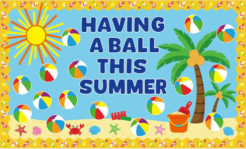 Summer Beach Ball Bulletin Board Decoration Set Summer Theme Borders and Paper Cutouts for Classroom Decor