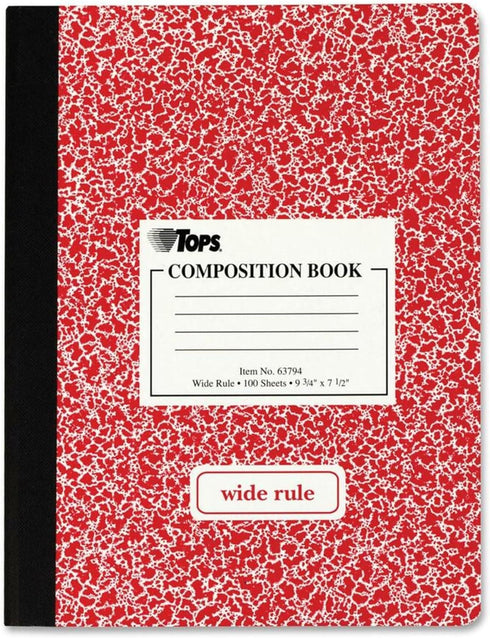 TOPS Composition Book, Wide/Legal Rule, Randomly Assorted Marble Cover, 100 Sheets, 9.75 x 7.5
