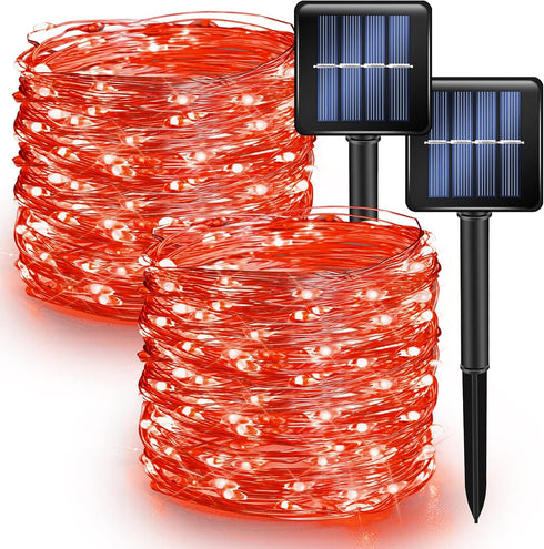 Dazzle Bright 2 Pack Solar String Lights, 80FT 240LED Waterproof Fairy Lights for Christmas Patio Decoration
