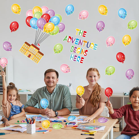 Taobary 67 Pcs Balloon Bulletin Board Decor Balloon School Cut Outs for Teacher Supplies Balloon Accents for Classroom