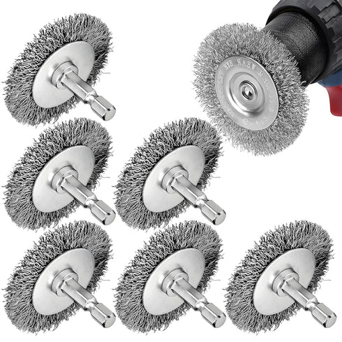 6 Pieces 3 Inch Wire Brushes for Drill, Abrasive Wire Brush Kit