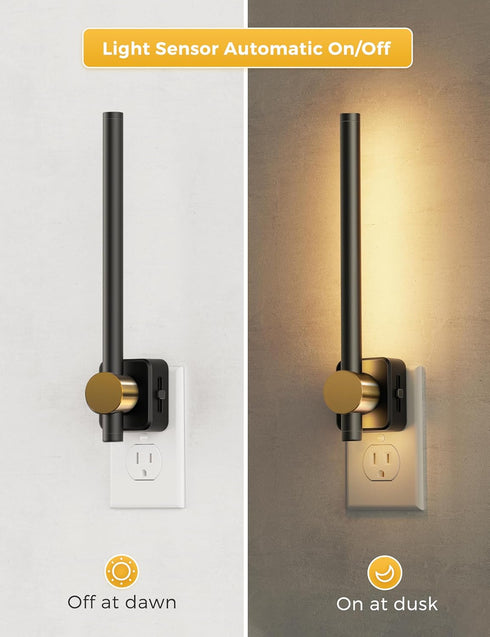 Dimmable 0-200LM, 3000K, 1Pack L LOHAS LED Night Light, Night Lights Plug into Wall, Night Light Nightlight Black