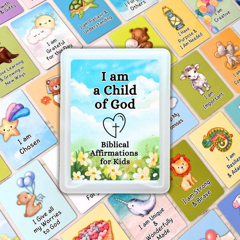 Christian Biblical Affirmation Cards for Kids, 52 Affirmations with Bible Verse on