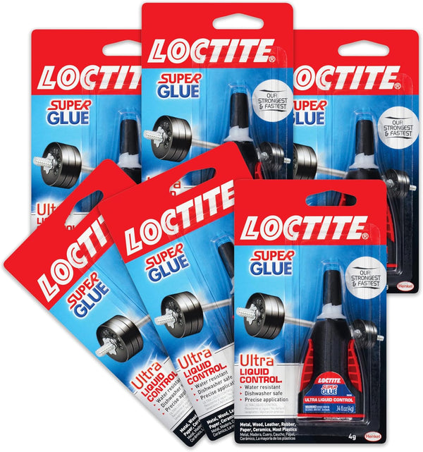 Loctite Super Glue Ultra Liquid Control, Clear, 0.14 fl oz Bottle, 6 Pack, Quick Dry Adhesive